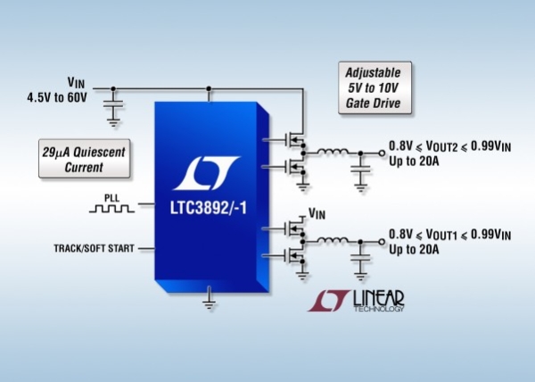 LTC3892 LTC3892-1 - 60V Low IQ, Dual, 2-Phase Synchronous Step-Down DC DC Controller
