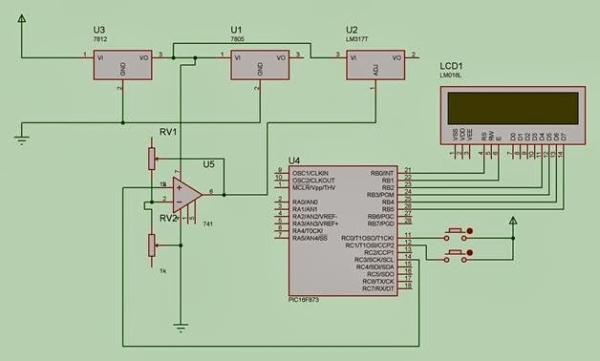 Digital DC Power supply using PWM with PIC microcontroller Schematic