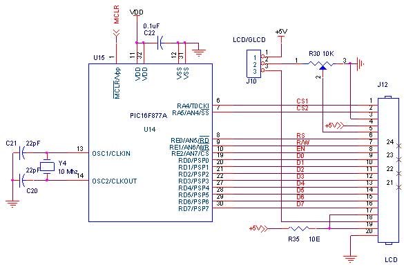 How to Interface LCD with PIC16F877A Slicker Schematic
