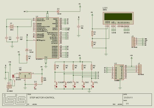 Unipolar Stepper Motor Control Circuit with PIC16F877 Schematic