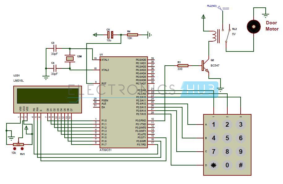 Hex keypad interfacing with 8051 assembler