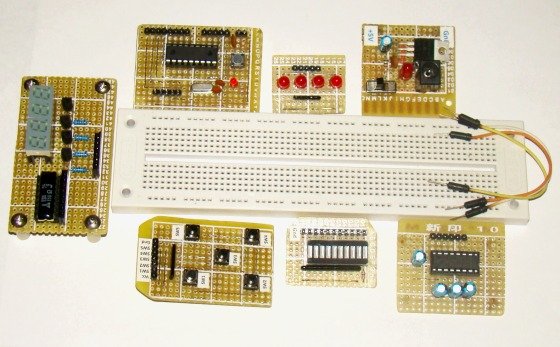 DIY plug-in modules to make microcontroller breadboarding easier