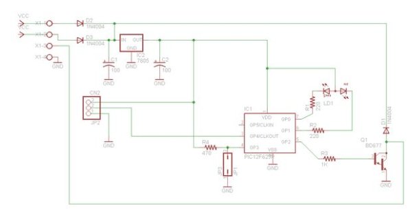 RFID Car immobiliser with PIC12629 schematic