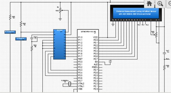 Distance Measurement using Infrared Sensor with ADC0804 & 8051 Microcontroller