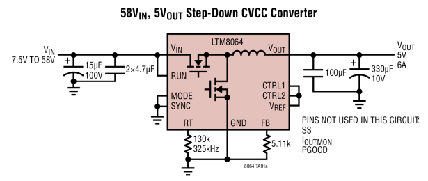 LTM8064 - 58VIN, 6A CVCC Step-