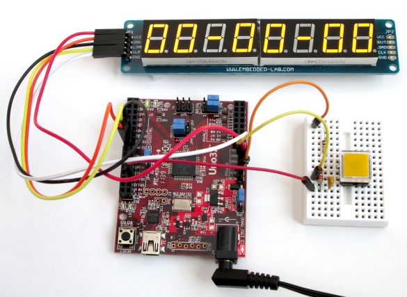 Stopwatch starts with all zeros on seven segment LED display