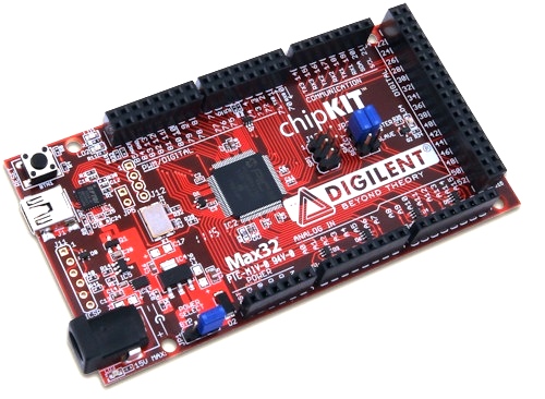 chipKIT Max32 is the same form factor as the Arduino Mega board