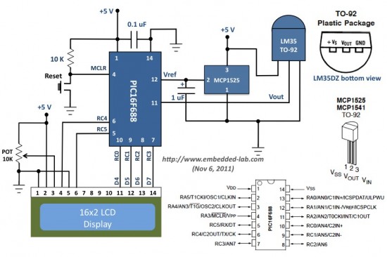 Schematic Revised version of LM35 based digital temperature meter