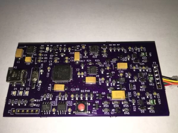 Here is the board after the solder reflow oven completed