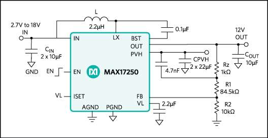 MAXIM INTEGRATED 2.7V TO 18V INPUT MAX17250 DC-DC BOOST CONVERTER