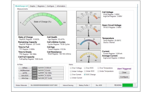 BATTERY FUEL GAUGE EVALUATION KIT FOR WEARABLES AND PORTABLE DEVICES