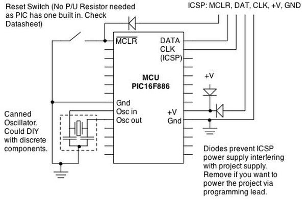 Pic16f886 схема включения