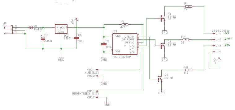 Power Pic RGB with voltage control using PIC12F675