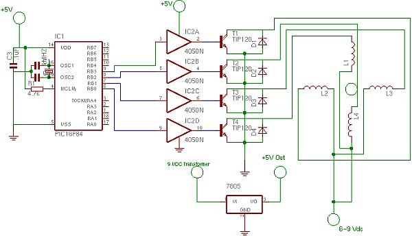 Stepper Motor Controller using pic16f628a