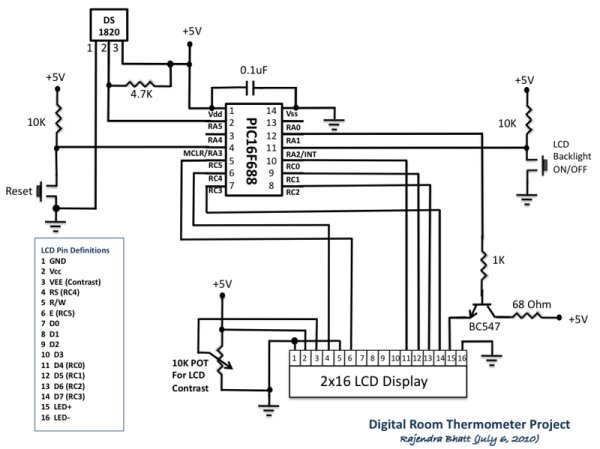 Digital Thermometer Using PIC16F688 microcontroller