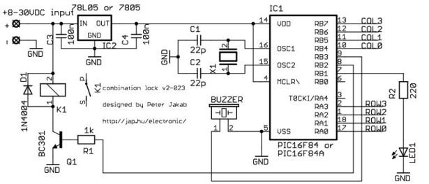 Electronic combination lock Schematic