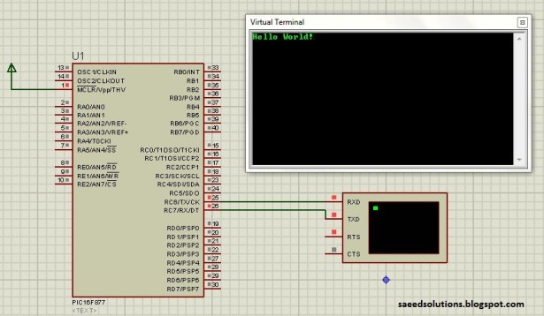 Interfacing with UART of PIC microcontroller schematic