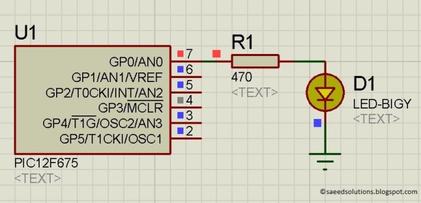 PIC12F675 LED blinking schematic