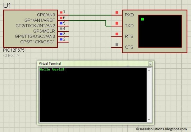 PIC12F675 software UART schematic