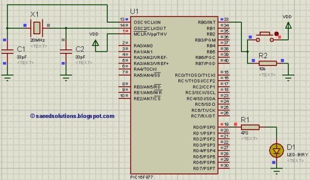PIC16F877 external interrupt schematic