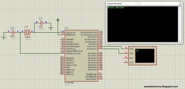 PIC18F452 UART schematic