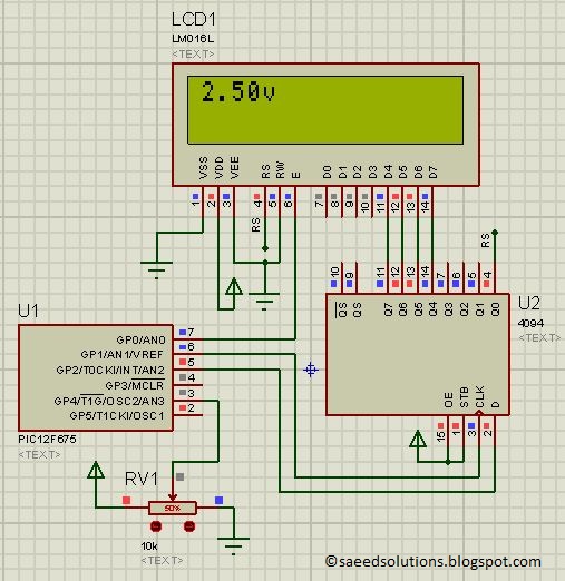 Simple Digital Voltmeter (DVM) using PIC12F675 schematic