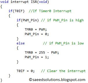 Timer0 ISR code for PWM generation using PIC12F675