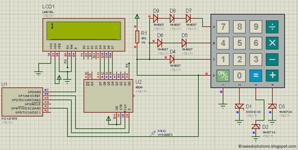 interface keypad with PIC12F675 schematic