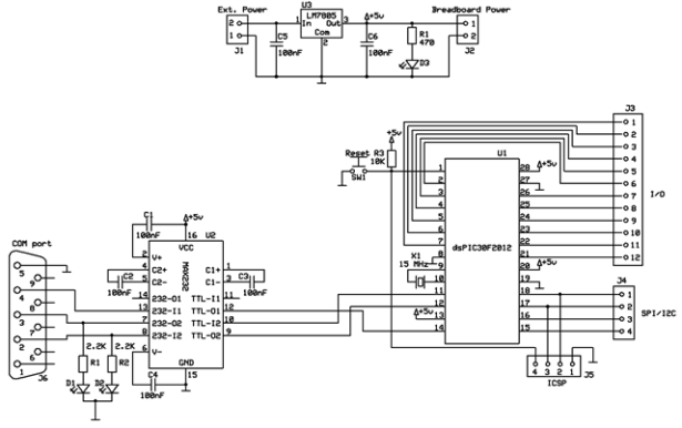 dsPIC30F2012 breadboard schematic