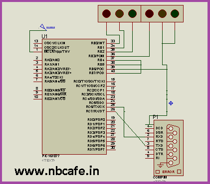 Interfacing Internal EEPROM with PIC Microcontroller schematic