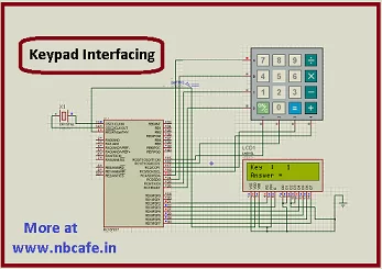 Keypad scanning and interfacing with PIC16f877 microcontroller schematic