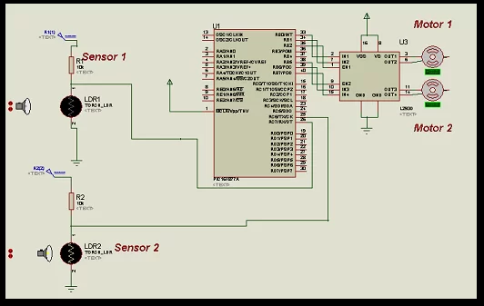 LDR Based Line follower Robot Car using PIC Microcontroller schematic