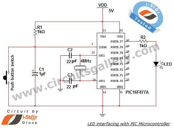 LED Interfacing with PIC Microcontroller Embedded C program with circuit using pic microcontoller