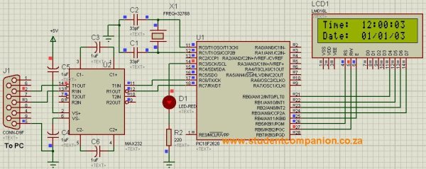 Digital Clock using PIC Microcontroller Interrupt XC8 schematic