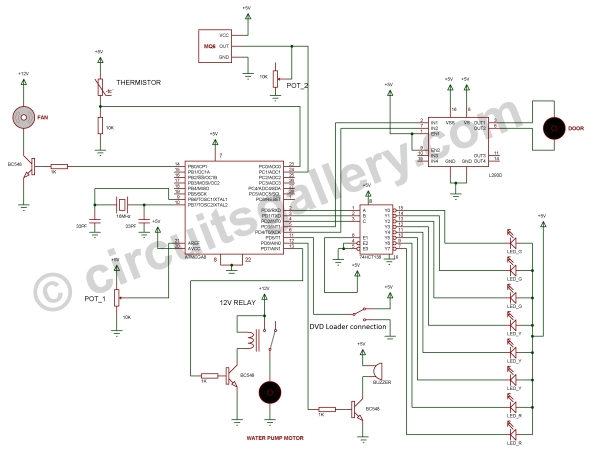 Home Automation and Security System using Microcontroller ATMEGA8 with Arduino Programming Schematic