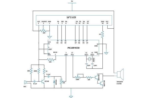 How To Use PIC Microcontroller For Voice Input And Output Schematic