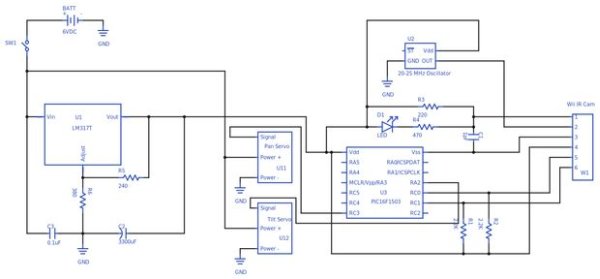 IR Tracking Turret with PIC and C Schematic1