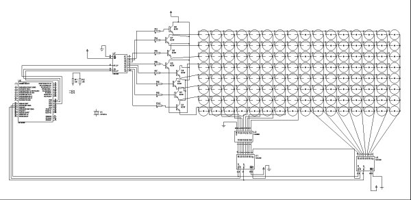 LED Character Moving English Font Display Project 8×16 Schematic