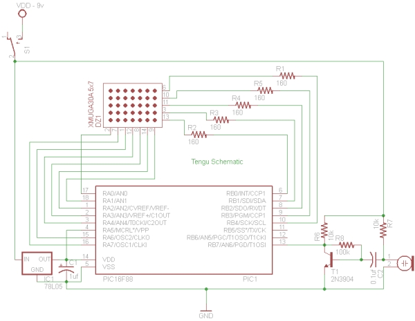 PIC 16F88 Microcontroller PIC based Tengu Schematic