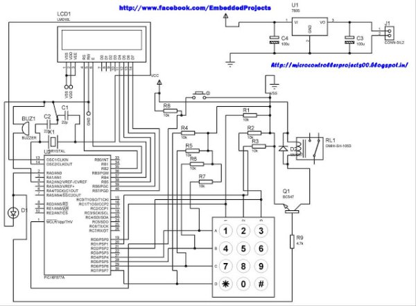 PIC Microcontroller Based Electronic Lock schematic