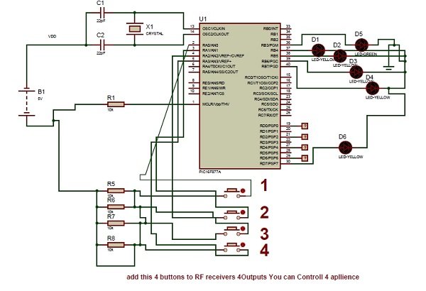 Wireless Home Appliance Controller Project Schematic