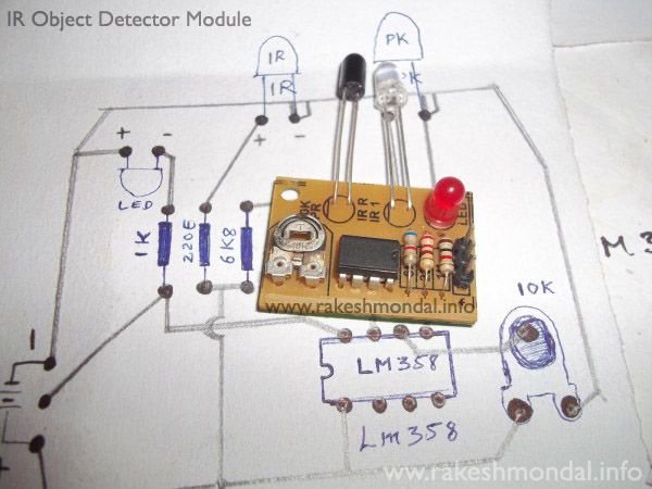 Infrared Object Detection Module Circuit Using IR LED and Photodiode