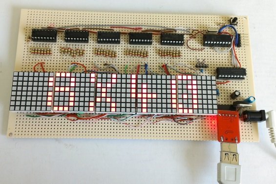Making a 8×40 LED matrix marquee using shift registers