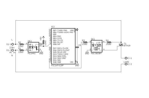 Control AC load with microcontroller schematic