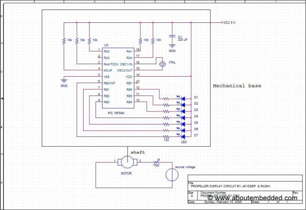 How to make a 'Propeller Display' using PIC microcontroller schematic