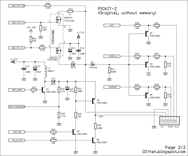 Original PICKIT-2 microcontroller programmer schematic