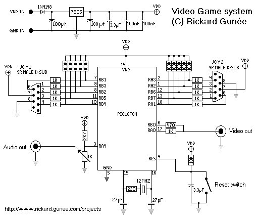 PIC Game System schematic