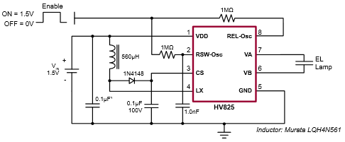 App note: HV823 & HV825 EL lamp driver circuits