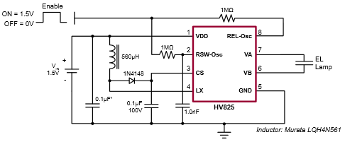 App note HV823 HV825 EL lamp driver circuits