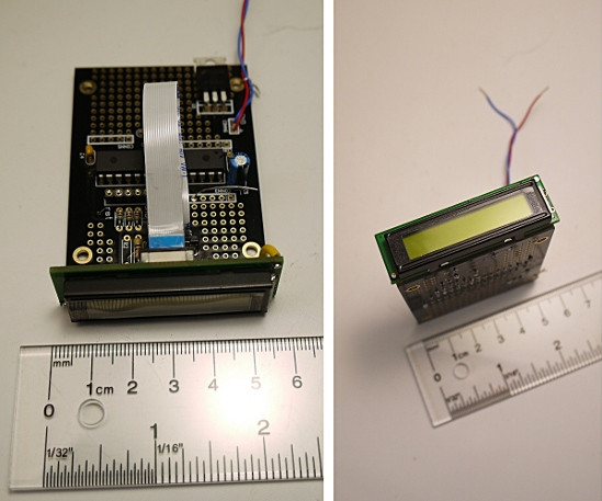 Programmable 8 character LCD module and digital voltmeter